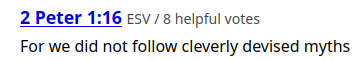 A partial quote from Peter 1:16 reading &ldquo;For we did not follow cleverly devised myths&rdquo;