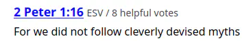 A partial quote from Peter 1:16 reading “For we did not follow cleverly devised myths”
